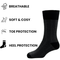 Sock Stack メンズ用糖尿病対応ノンエラスティック・ゆったりフィットソックス シェブロン柄 6足セット サイズ6～11 綿素材 快適なカフス 通気性 毎日使い