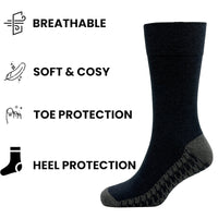 Sock Stack メンズ用糖尿病対応 ノンエラスティック ゆったりグリップソックス 千鳥格子 6足組 サイズ6～11 コットン製 快適な履き口 通気性 毎日使いに最適