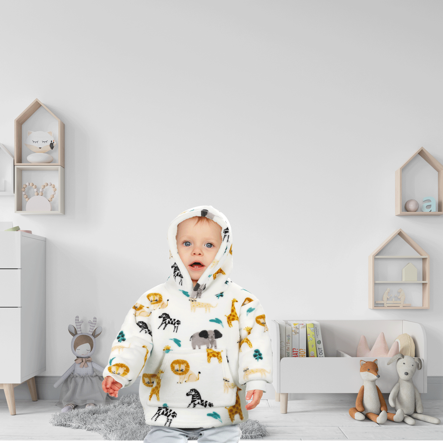 Unisex Safari and Sloth Hoodie Blanket for Infants 0-2 Years Ultra Soft Cozy Wearable Blanket with Spacious Pocket for Boys and Girls by Daisy Dreamer. Buy now for £15.00.