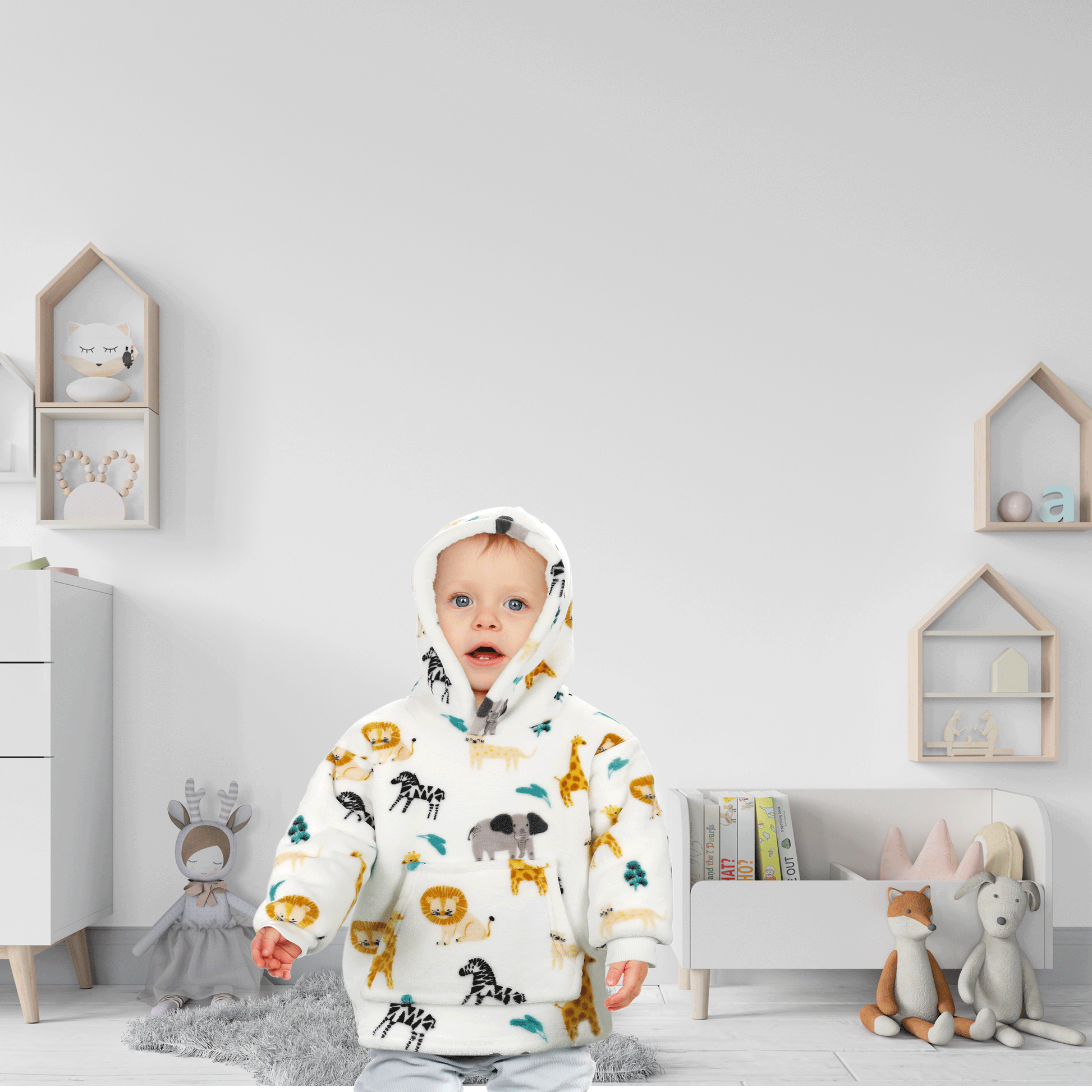 Unisex Safari and Sloth Hoodie Blanket for Infants 0-2 Years Ultra Soft Cozy Wearable Blanket with Spacious Pocket for Boys and Girls by Daisy Dreamer. Buy now for £15.00.