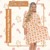 Camisón holgado para mujer Daisy Dreamer con estampado de bastones de caramelo y pan de jengibre, 100 % algodón, manga corta, talla única del Reino Unido