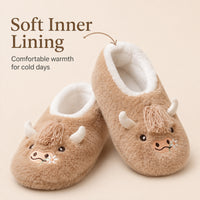 Sock Stack Women's Highland Cow Slipper Socks Fluffy Warm Fleece Non Slip Cosy Indoor Socks UK 3-8