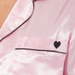 Luxurious Women's Satin Silk Long Sleeve Pyjama Set Cozy Loungewear Nightwear with Dress Shirt Collar and Loose-Fitting Pants in Black Pink Grey by Daisy Dreamer. Buy now for £13.00.