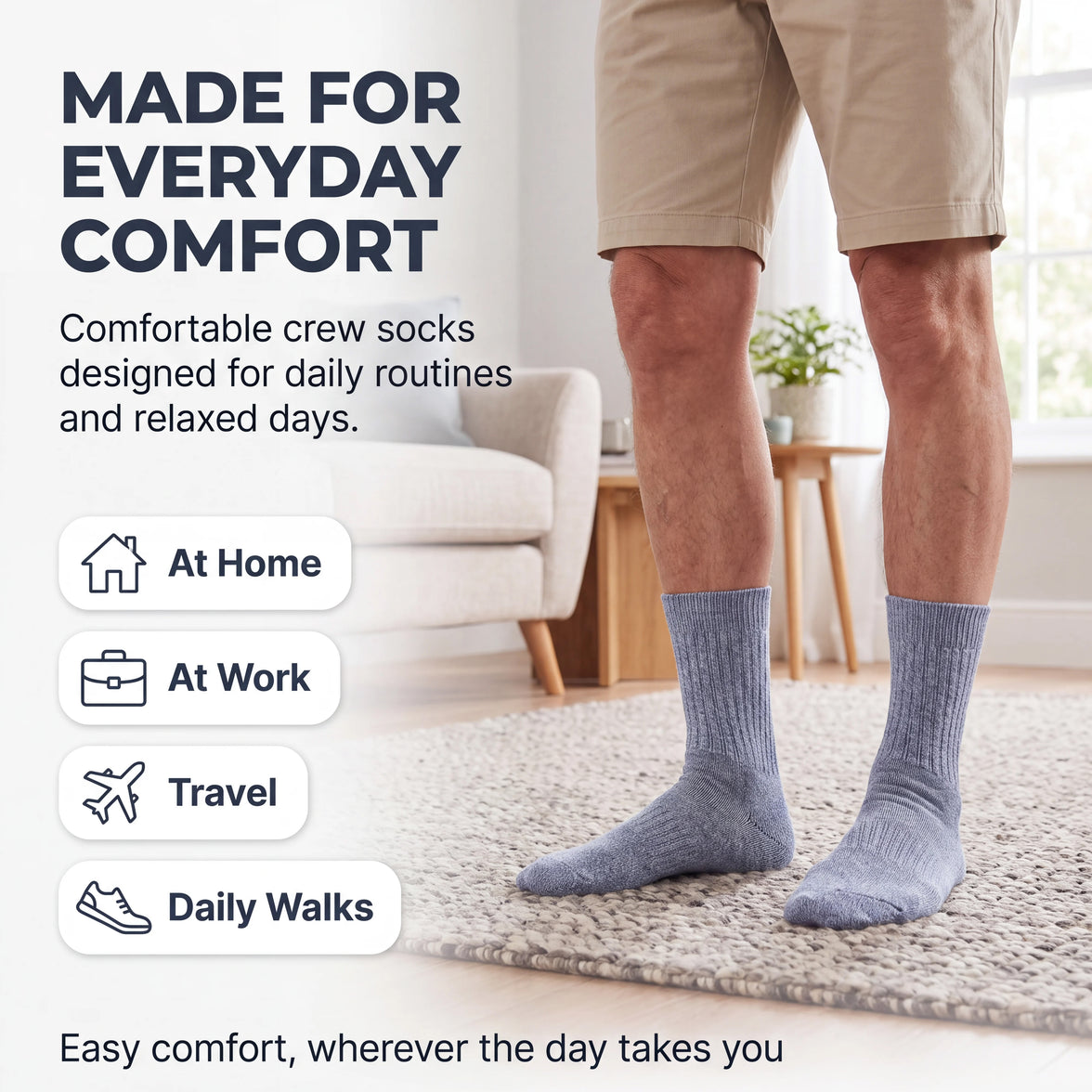 Sock Stack メンズ用糖尿病対応 ノンエラスティック ゆったりグリップソックス 千鳥格子 6足組 サイズ6～11 コットン製 快適な履き口 通気性 毎日使いに最適