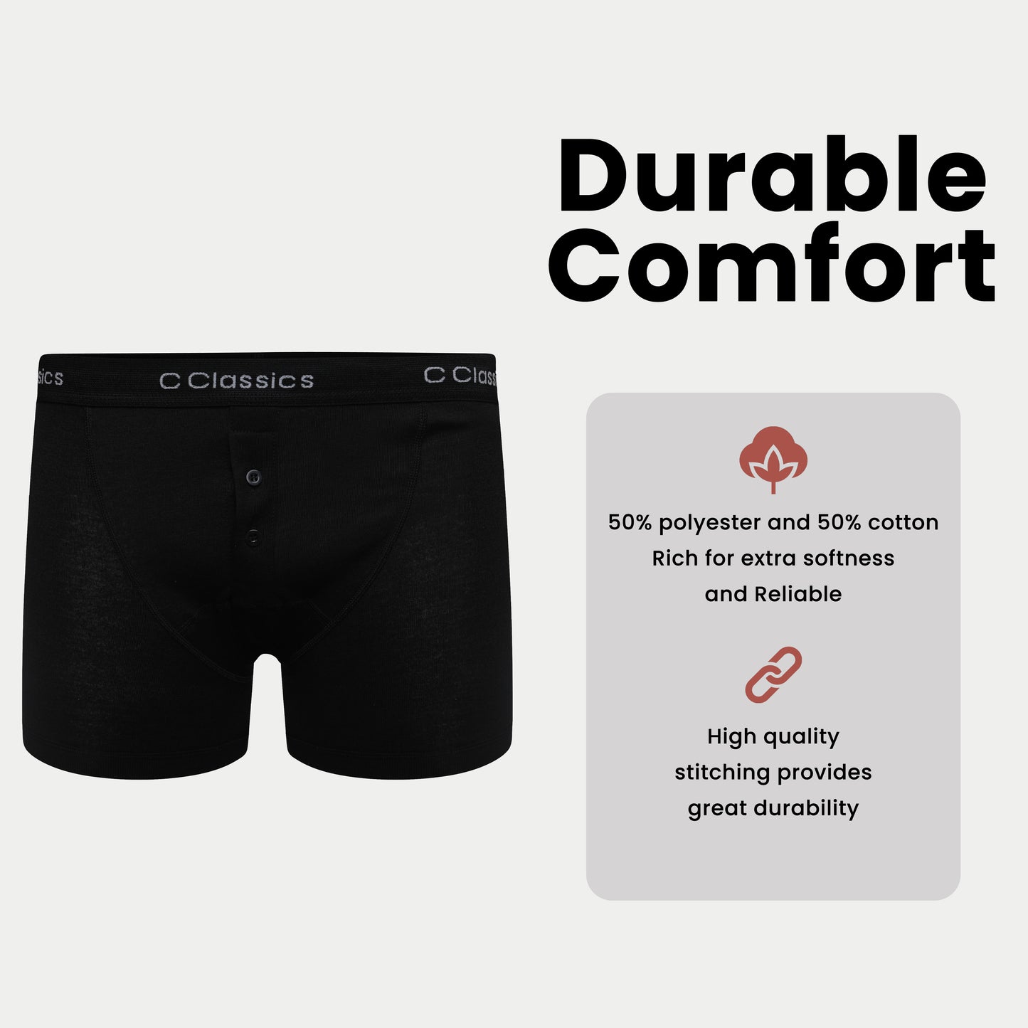 6 Pack Boys Boxer Shorts Cotton Rich Black Moisture-Wicking Button Fly Elasticated Breathable Underwear for Active Kids by Sock Stack. Buy now for £10.00.