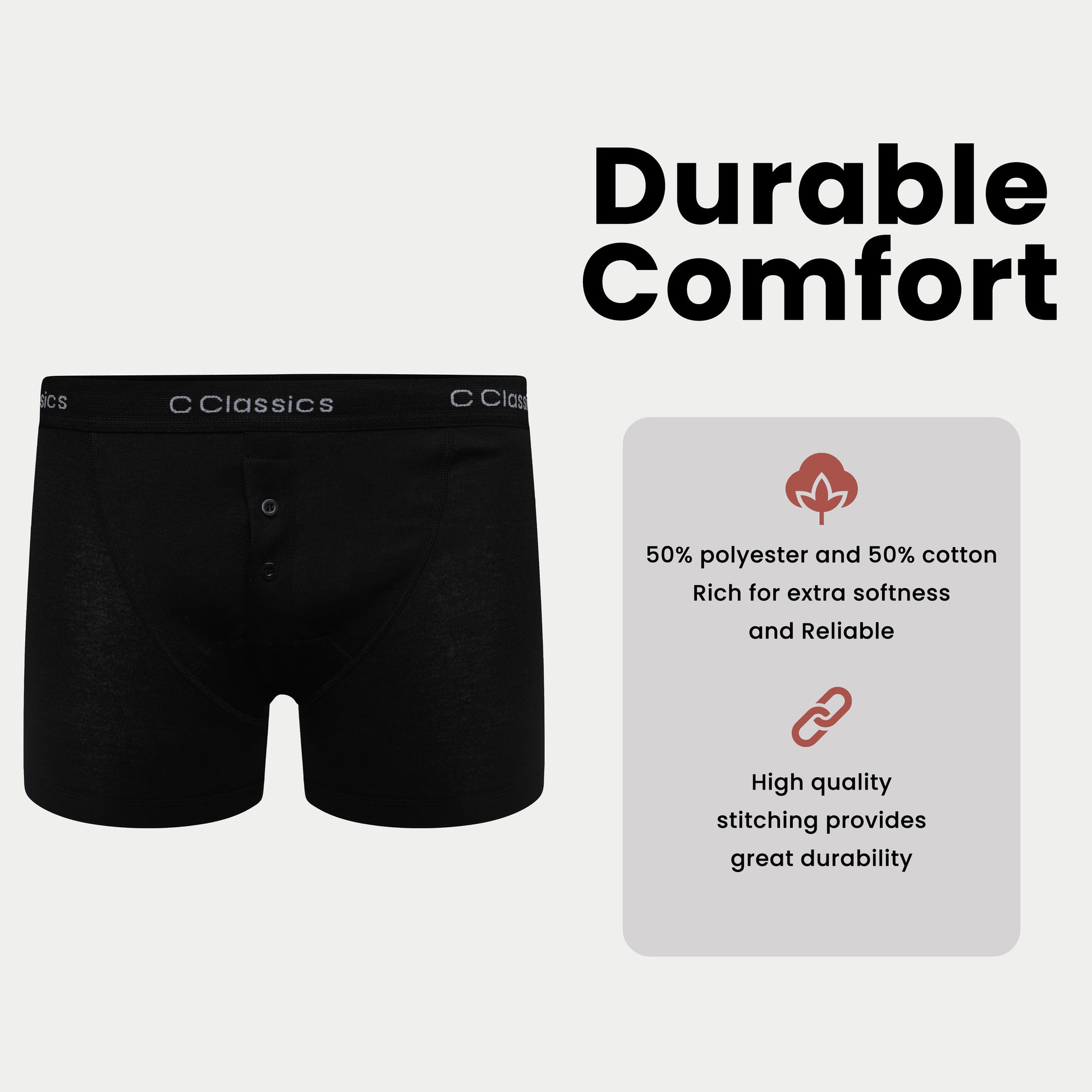 6 Pack Boys Boxer Shorts Cotton Rich Black Moisture-Wicking Button Fly Elasticated Breathable Underwear for Active Kids by Sock Stack. Buy now for £10.00.