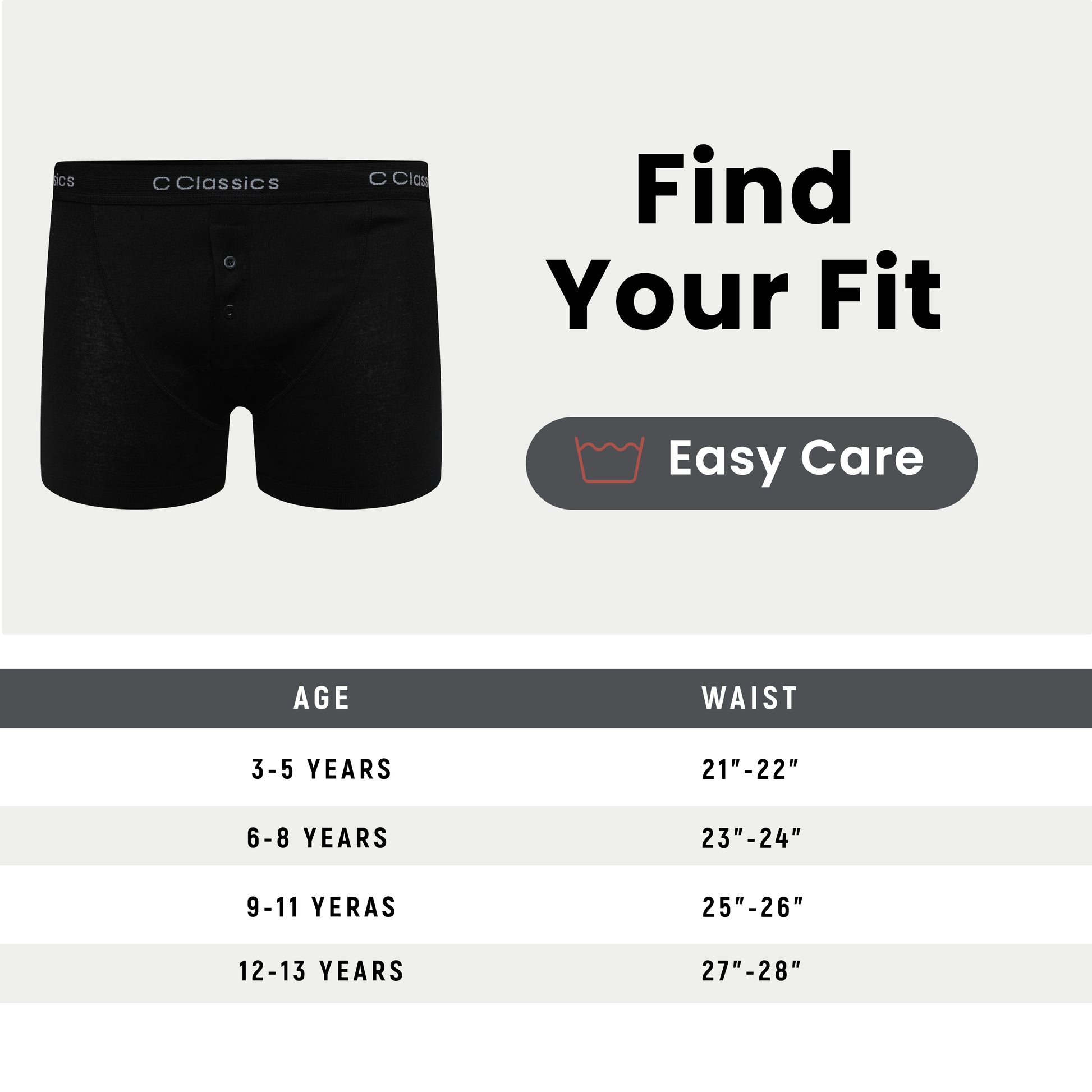 6 Pack Boys Boxer Shorts Cotton Rich Black Moisture-Wicking Button Fly Elasticated Breathable Underwear for Active Kids by Sock Stack. Buy now for £10.00.