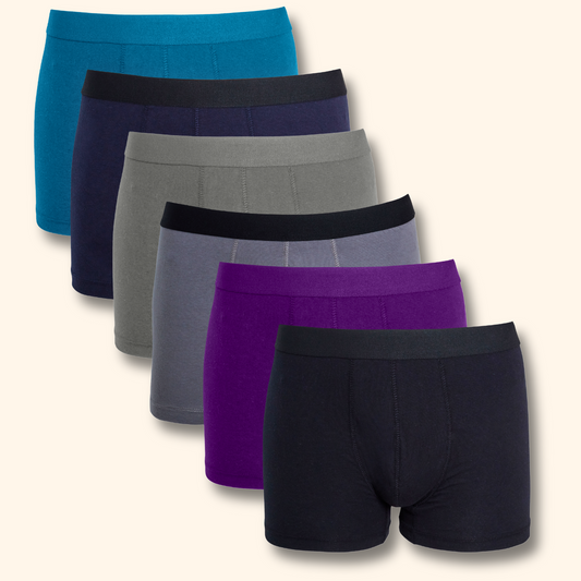 6 Pack Dark Assorted Cotton Stretch Boxer Shorts Menswear Classic Breathable Activewear Comfort Fit Underwear with Waistband for Men MB04 by Sock Stack