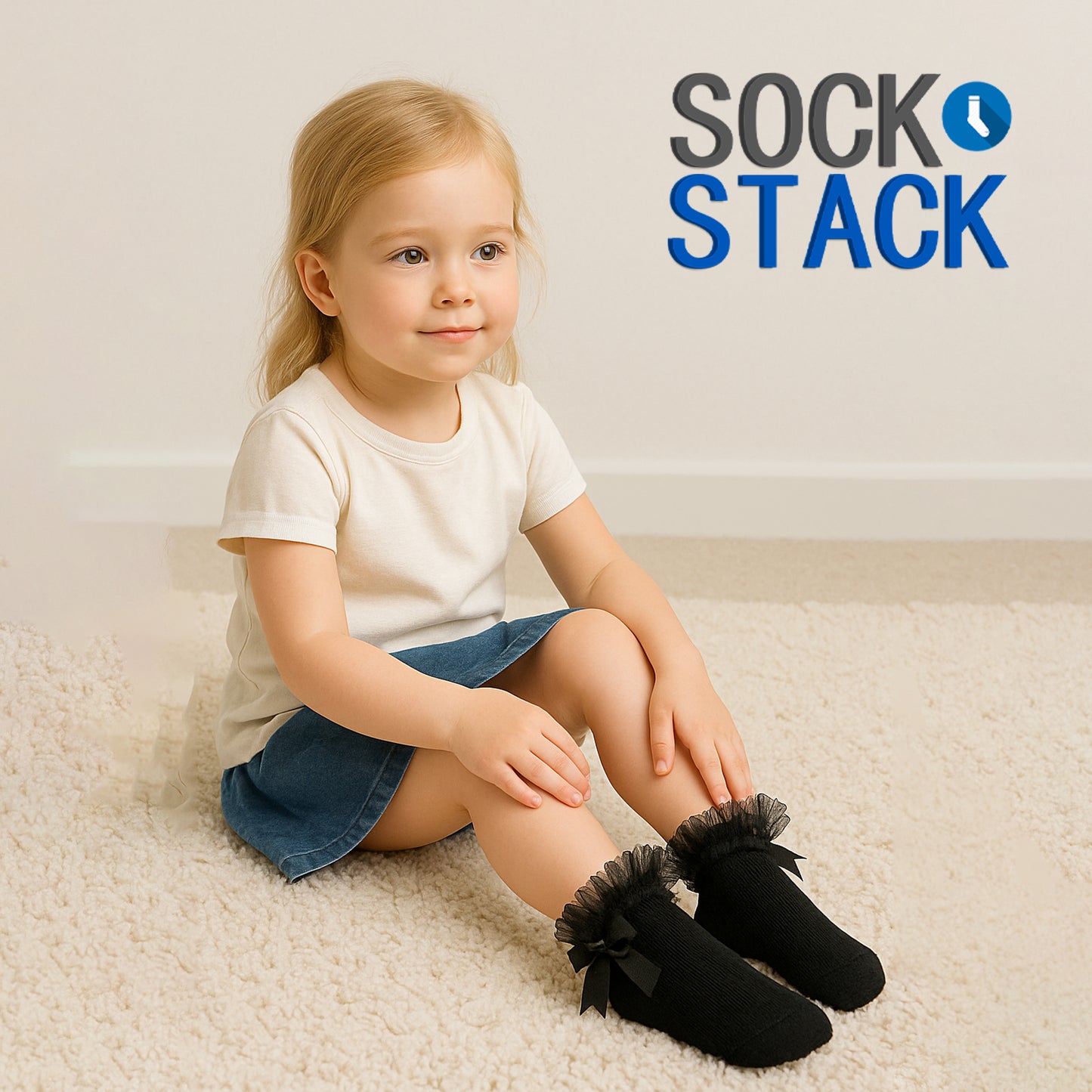 6 Pairs Black Girls Tutu Frilly Ankle Socks with Lace & Bow Super Soft Wedding Christening Sock by Sock Stack. Buy now for £10.00.