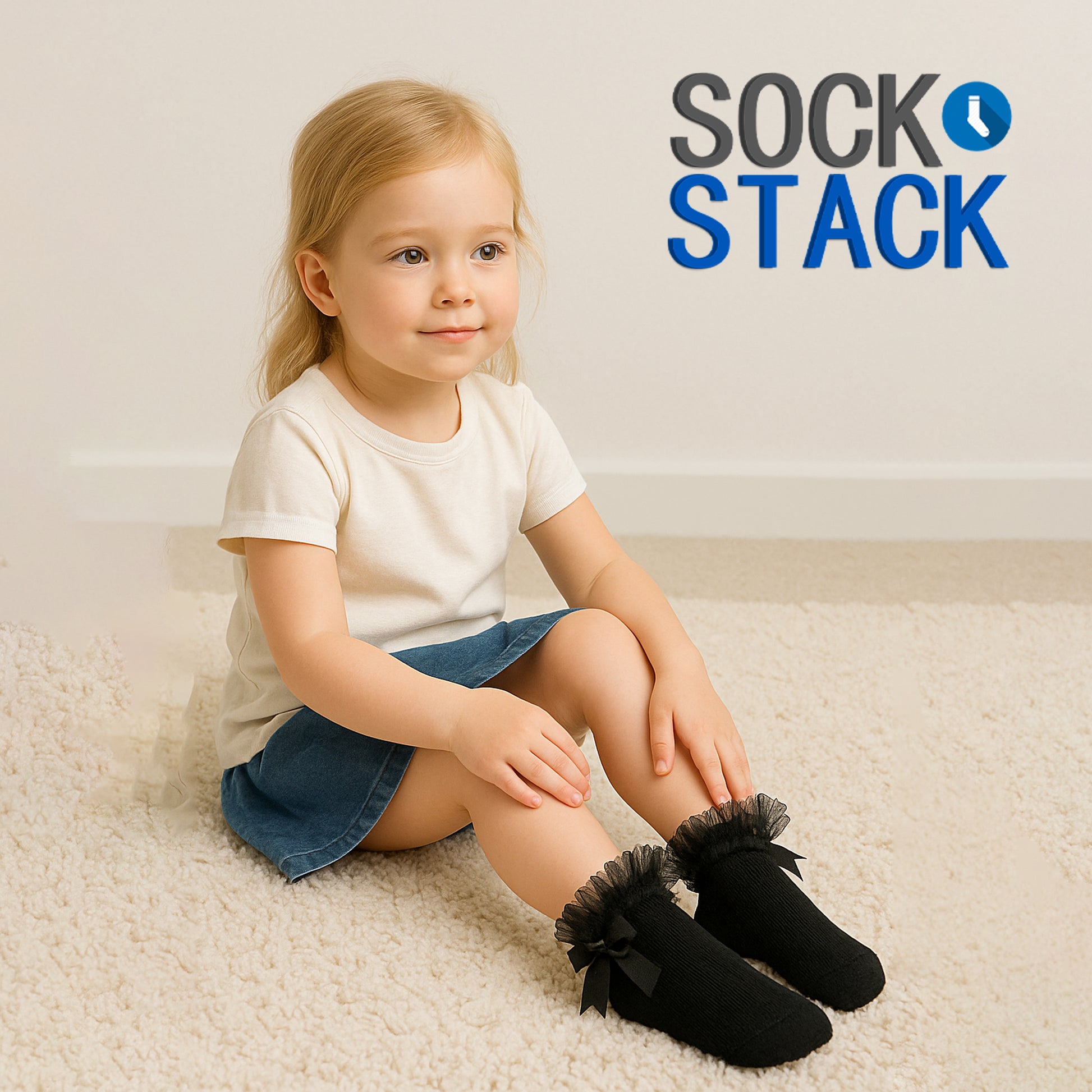 6 Pairs Black Girls Tutu Frilly Ankle Socks with Lace & Bow Super Soft Wedding Christening Sock by Sock Stack. Buy now for £10.00.