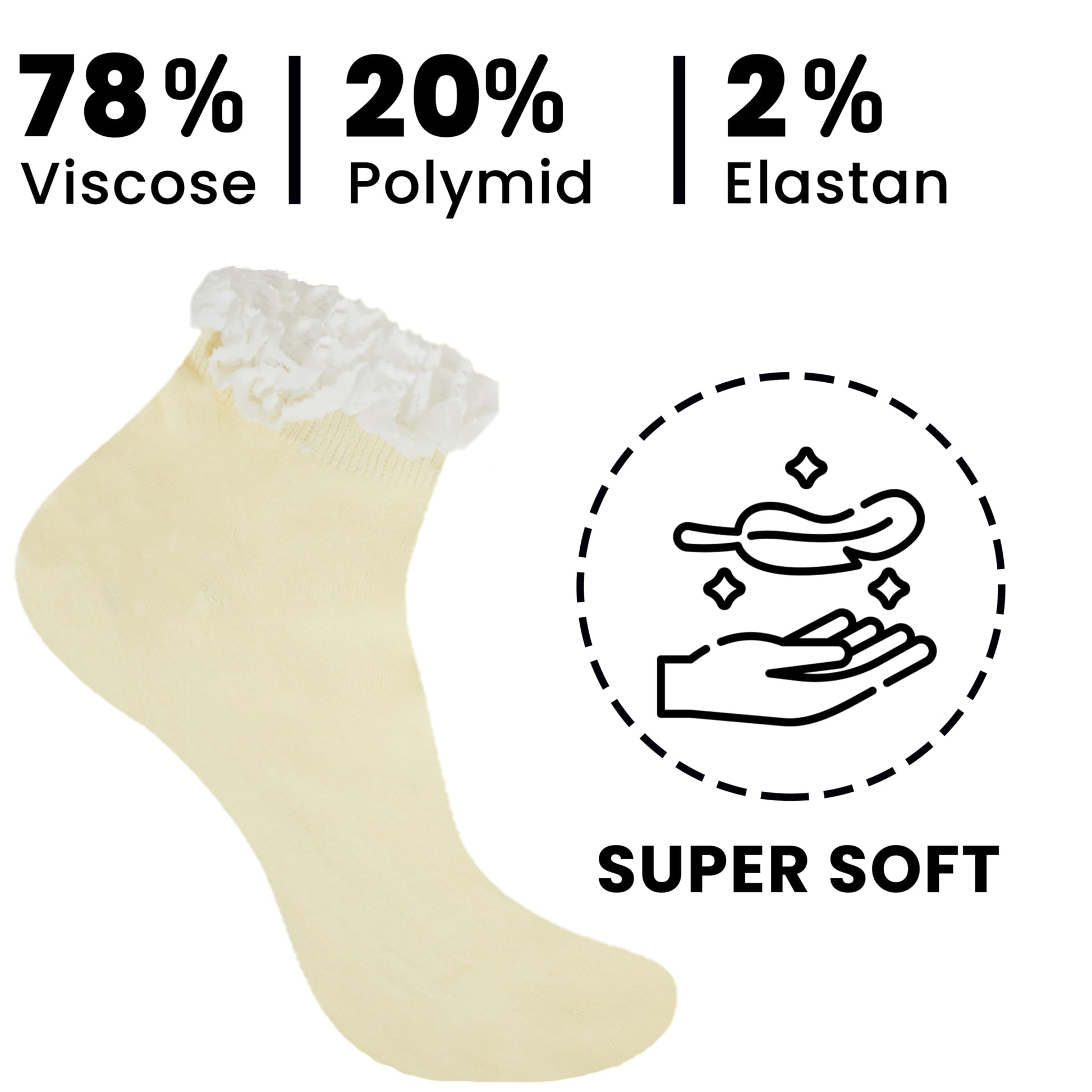 6 Pairs Ladies Bamboo Lace Socks Ultra Soft Antibacterial Moisture-Wicking Breathable Fashion Socks UK 4-7 Assorted Colours by Sock Stack. Buy now for £10.00.