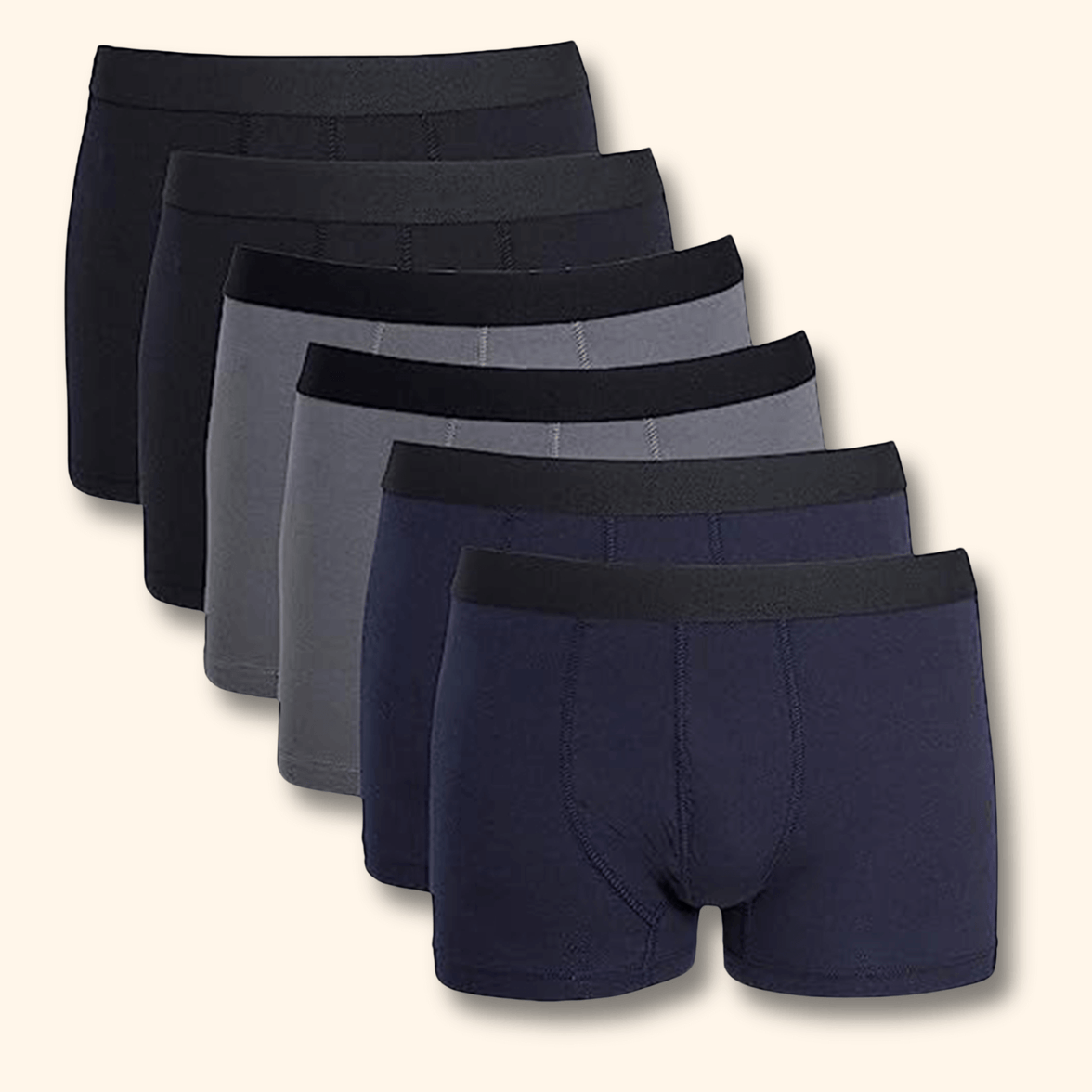 6 Pack Assorted Cotton Stretch Boxer Shorts Menswear Classic Activewear Breathable Comfort Fit Underwear with Waistband Black Navy Grey Boxershorts MB04 by Sock Stack S / BLACK/NAVY/GREY Boxer Shorts