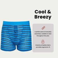 6 Pack Blue Navy Striped Cotton Stretch Boxer Shorts Menswear Classic Breathable Activewear Soft and Durable Underwear by Sock Stack Boxer Shorts