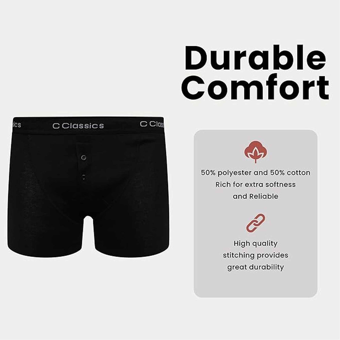6 Pack Boys Boxer Shorts Cotton Rich Black Moisture-Wicking Button Fly Elasticated Breathable Underwear for Active Kids by Sock Stack Boxer Shorts