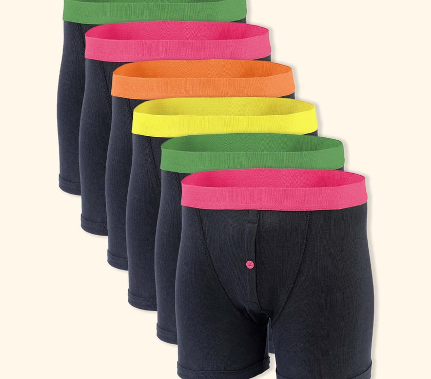 Sock Stack 6 Pack Black Cotton Blend Boxer Shorts Mens Breathable ...