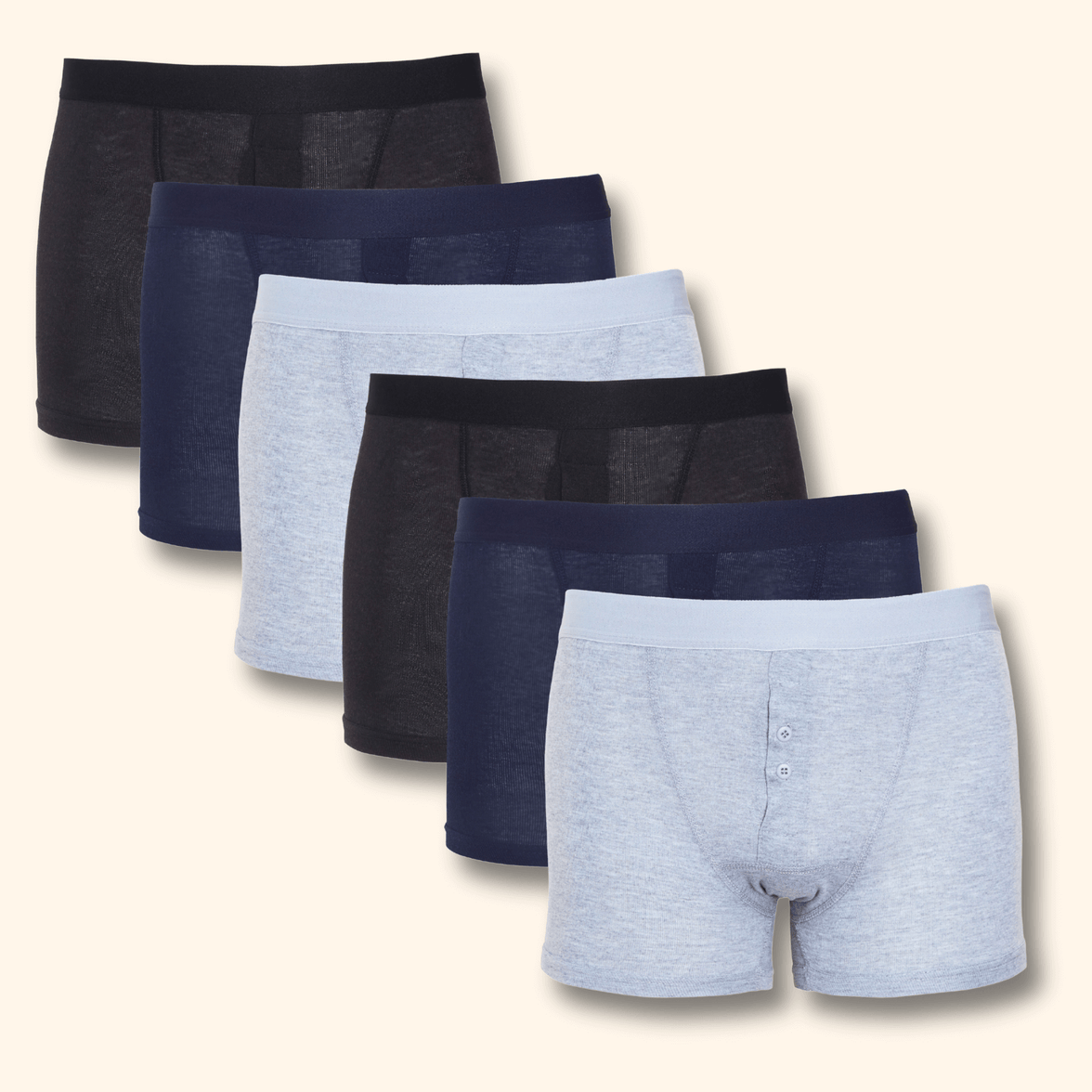 6 Pack Cotton Stretch Boxer Shorts Menswear Classic Activewear Breathable Underwear Soft and Durable Boxershorts for Men Black Navy Grey MB09 by Sock Stack S / BLACK/NAVY/GREY Boxer Shorts