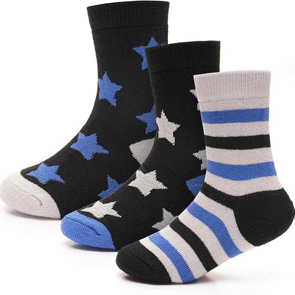 6 Pack Kids Thermal Socks Boys Girls Winter Boot Socks Non-Slip Cushioned Warm Durable Footwear Assorted Colors Sizes 4-13 Years by Heatwave Thermalwear Socks