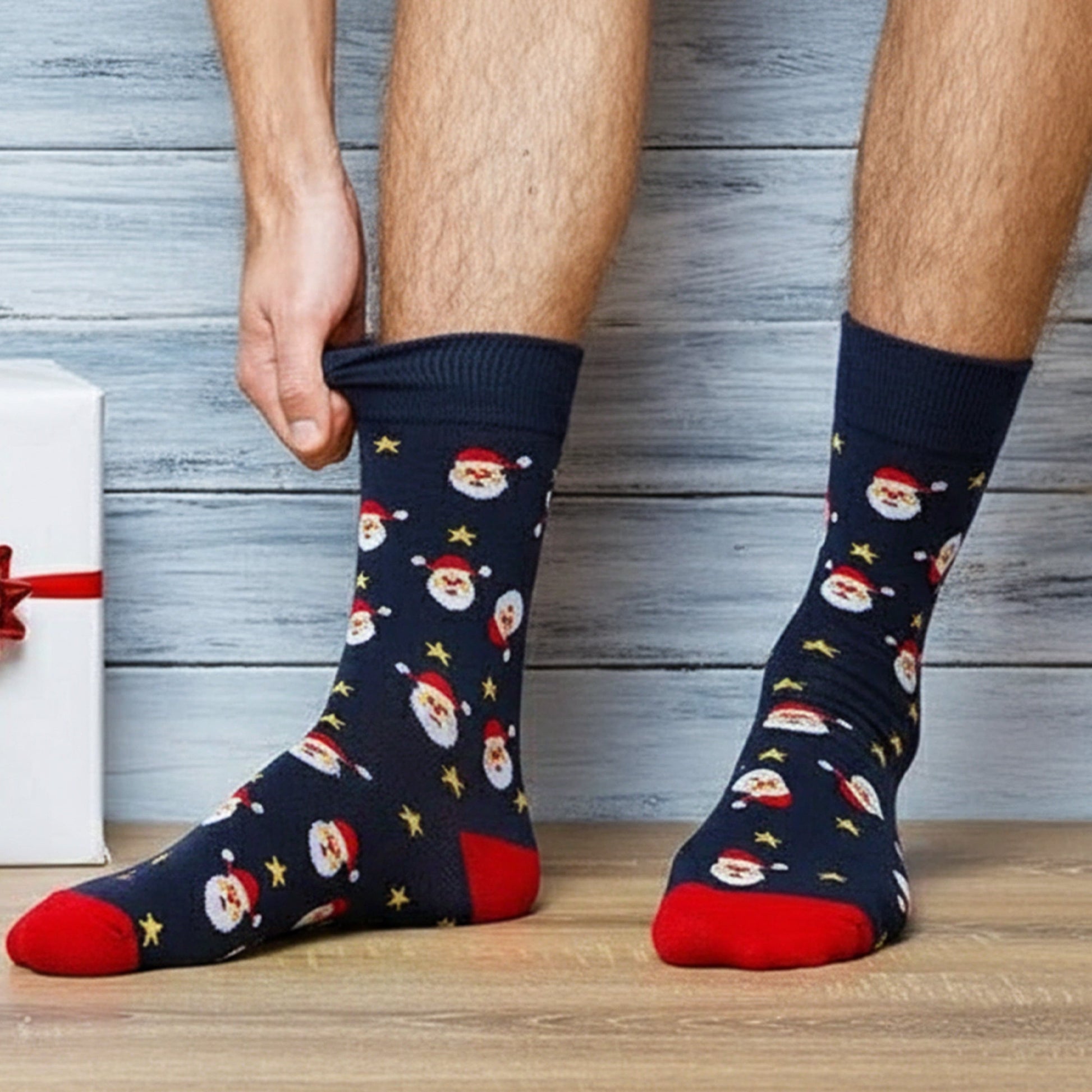 6 Pack Men’s Christmas Socks Festive Gift Set Novelty Xmas Sock for Men Santa Pudding & Gingerbread Holiday Stocking Fillers UK Size 6-11 by Sock Stack Assorted Socks