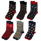 6 Pack Men’s Christmas Socks Festive Gift Set Novelty Xmas Sock for Men Santa Pudding & Gingerbread Holiday Stocking Fillers UK Size 6-11 by Sock Stack Assorted Socks