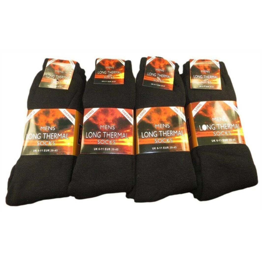 6 Pack Men's Thermal Boot Socks Warm Work Socks Reinforced Heel Toe Support Insulated for Hiking Camping UK 6-11 EUR 39-45 Black Navy Grey by Sock Stack Socks