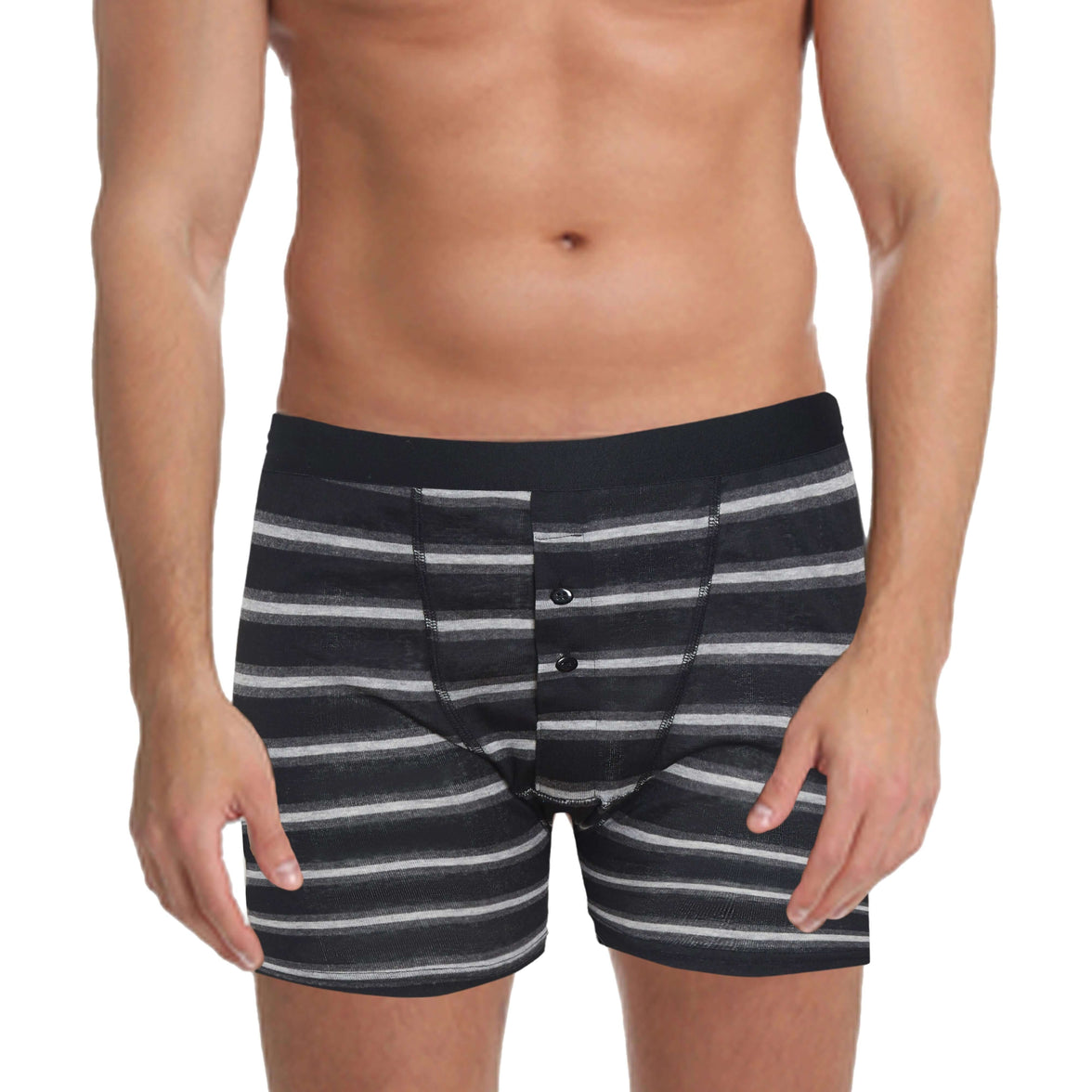 6 Pack Striped Black Grey Cotton Stretch Boxer Shorts Menswear Classic Activewear Breathable Soft and Durable Underwear for Men by Sock Stack Boxer Shorts