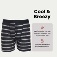 6 Pack Striped Black Grey Cotton Stretch Boxer Shorts Menswear Classic Activewear Breathable Soft and Durable Underwear for Men by Sock Stack Boxer Shorts