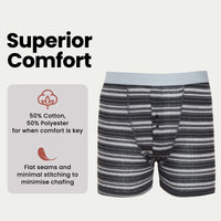 6 Pack Striped Black Grey Cotton Stretch Boxer Shorts Menswear Classic Activewear Breathable Soft and Durable Underwear for Men by Sock Stack Boxer Shorts