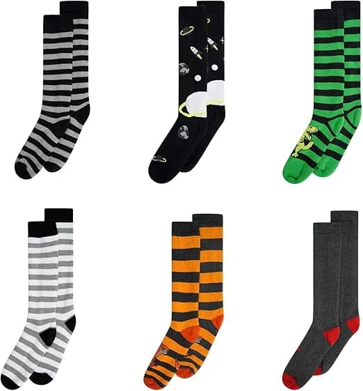 6 Pairs Kids Welly Socks Cotton Rich Long Wellington Boot Socks for Boys and Girls by Sock Stack 6-8 / Boys Socks