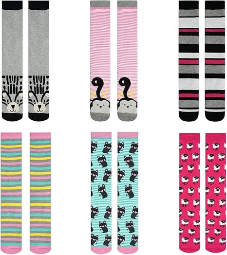 6 Pairs Kids Welly Socks Cotton Rich Long Wellington Boot Socks for Boys and Girls by Sock Stack Socks