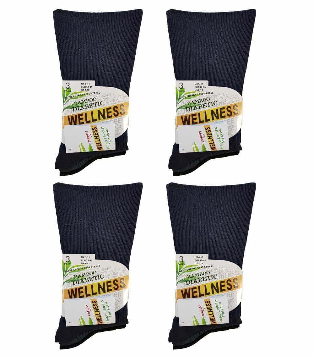 6 Pairs Men's Bamboo Diabetic Comfort Socks Moisture-Wicking Antibacterial Hypoallergenic Extra Wide Sustainable Sock Stack Socks