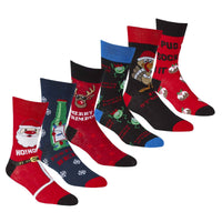 6 Pairs Men's Christmas Socks Collection Novelty Festive Designs Cotton Rich Santa Rudolph Beer Xmas Pudding Comfortable Holiday Socks by Sock Stack UK 6-11 EUR 39-45 ASSORTED / 6-11 Socks