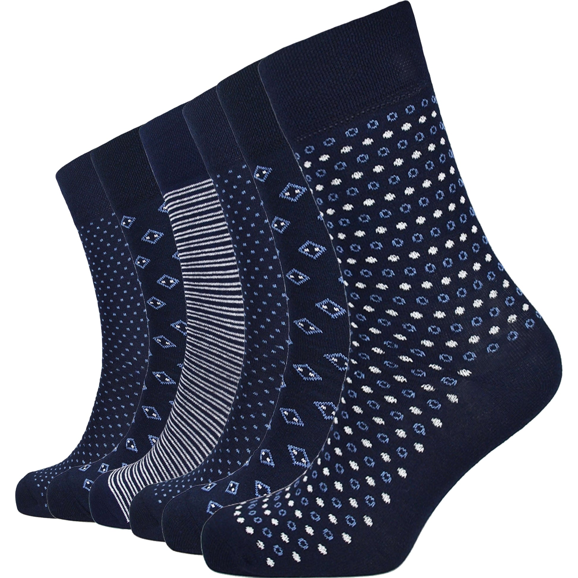 6 Pairs Men's Diabetic Socks Non Elastic Soft Top Moisture-Wicking Antibacterial Cotton Blend Comfortable Size 6-11 Navy by Sock Stack UK 6-11 / NAVY MIX Socks