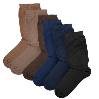 6 Pairs Men’s Extra Wide Bamboo Socks Ultra Soft Loose Top Non Elastic Gentle Cuff Breathable Everyday Wear UK 6-11 by Sock Stack Assorted Socks