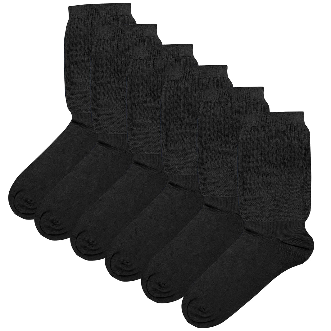 6 Pairs Men’s Extra Wide Bamboo Socks Ultra Soft Loose Top Non Elastic Gentle Cuff Breathable Everyday Wear UK 6-11 by Sock Stack Black Socks