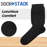 6 Pairs Men’s Extra Wide Bamboo Socks Ultra Soft Loose Top Non Elastic Gentle Cuff Breathable Everyday Wear UK 6-11 by Sock Stack Socks