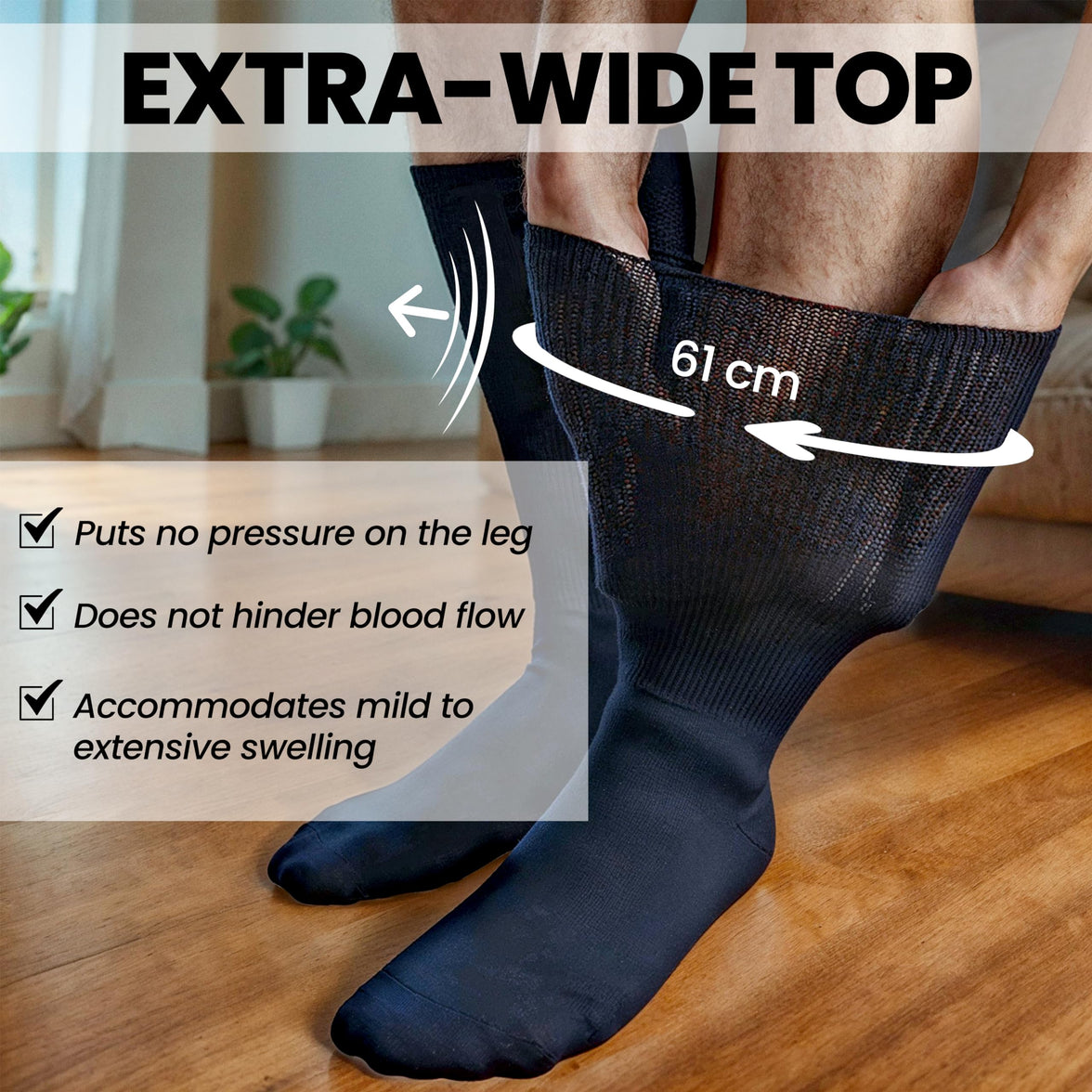 6 Pairs Men’s Extra Wide Bamboo Socks Ultra Soft Loose Top Non Elastic Gentle Cuff Breathable Everyday Wear UK 6-11 by Sock Stack Socks