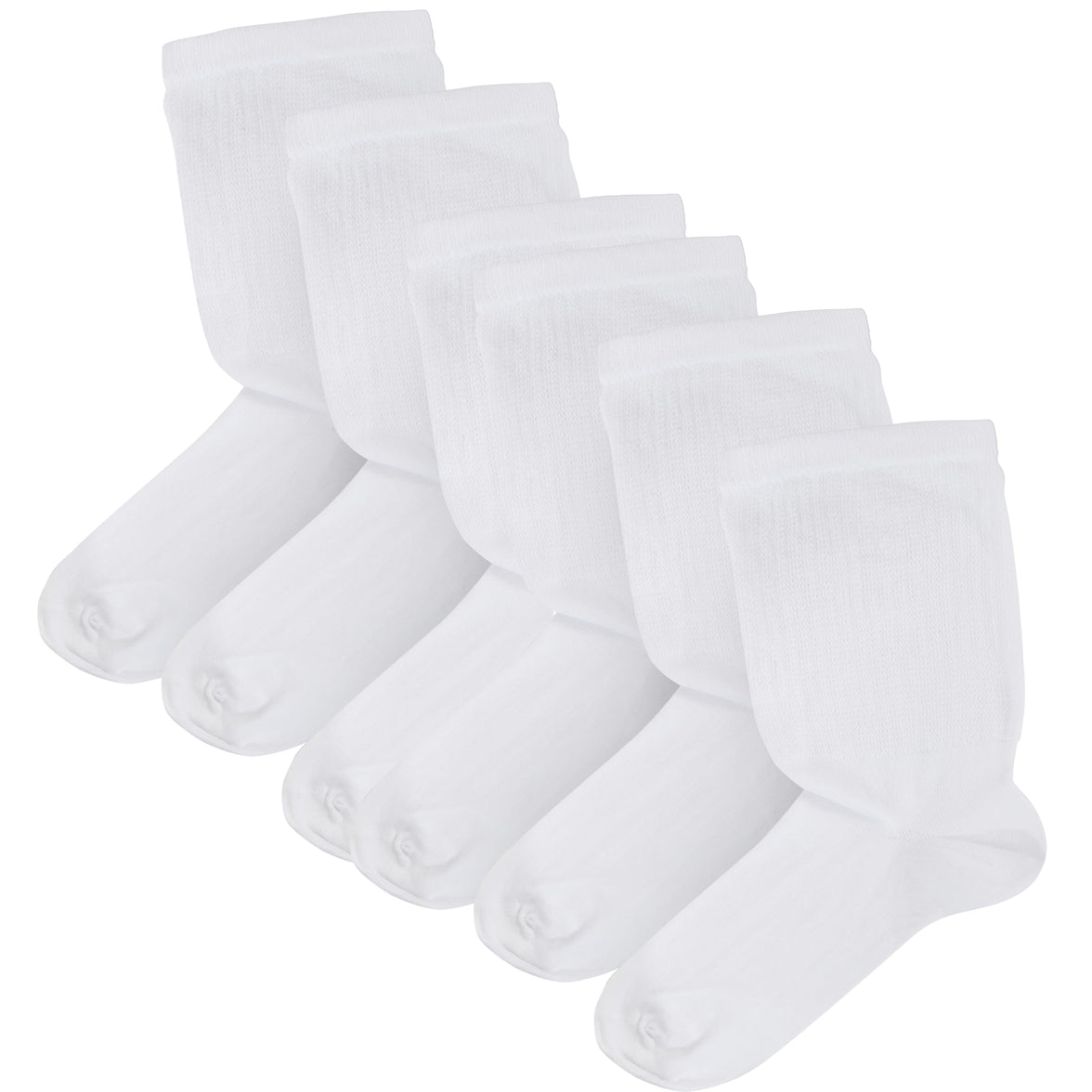 6 Pairs Men's Extra Wide Diabetic Socks Non Elastic Loose Top Moisture-Wicking Antibacterial Breathable Cotton for Leg Swelling Sock Stack White / 6-11 Socks