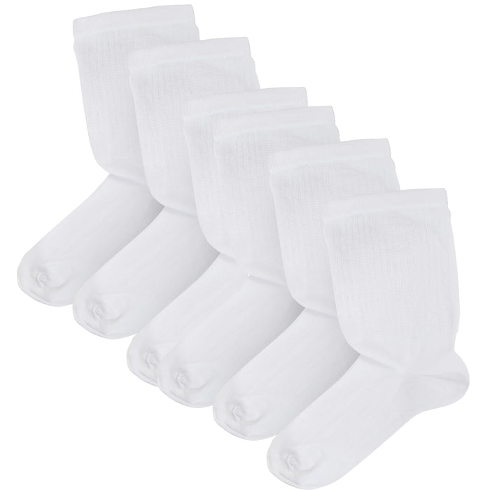 6 Pairs Men's Extra Wide Diabetic Socks Non Elastic Loose Top Moisture-Wicking Antibacterial Breathable Cotton for Leg Swelling Sock Stack White / 6-11 Socks