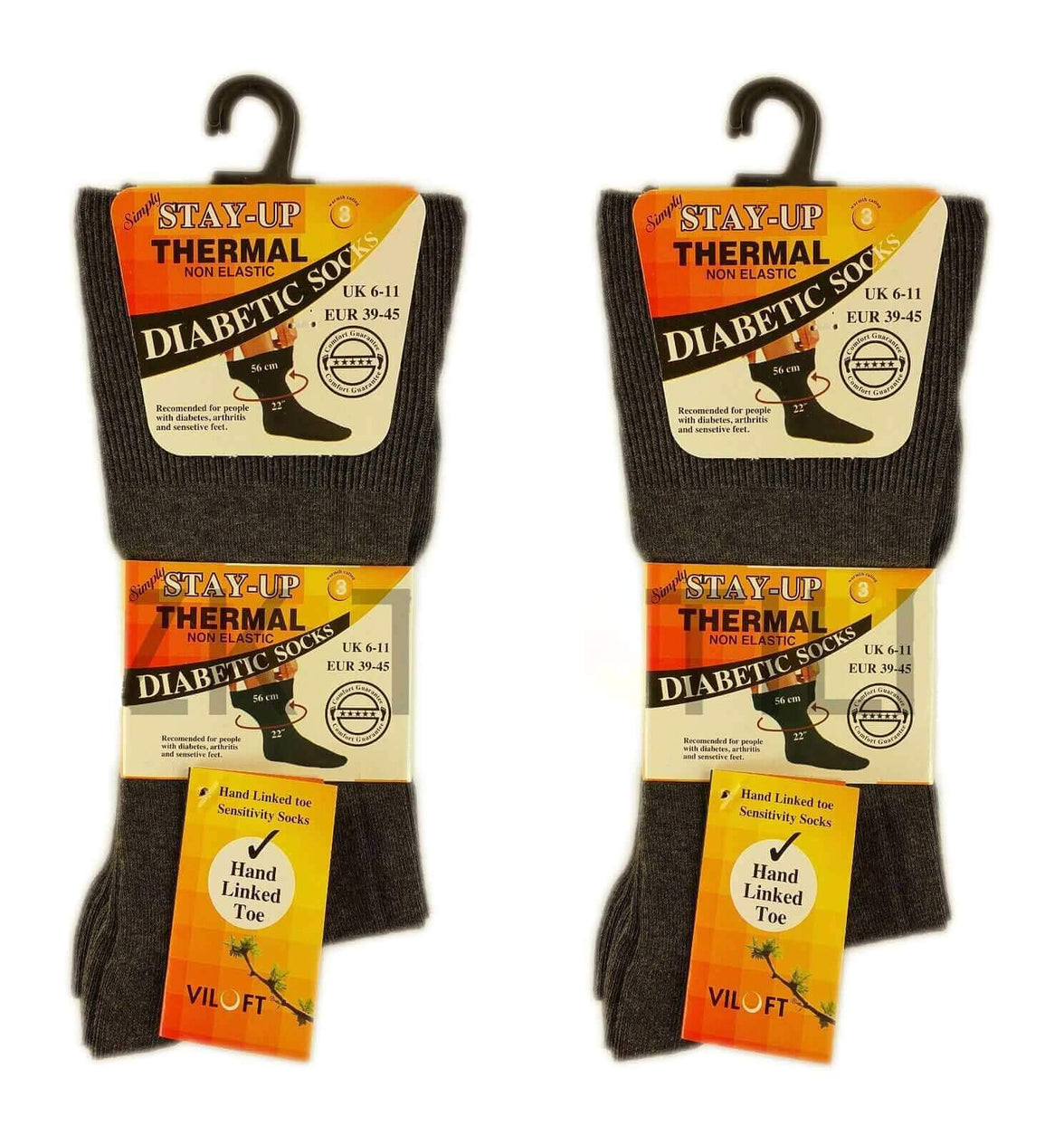 6 Pairs Men's Non-Elastic Diabetic Socks Moisture-Wicking Antibacterial Viloft Blend for Swollen Feet and Improved Circulation UK 6-11 By Sock Stack Socks
