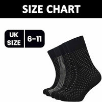 6 Pairs Men's Non-Elastic Diabetic Socks Soft Top Cotton Antibacterial Moisture-Wicking Black Sizes 6-11 by Sock Stack UK 6-11 / BLACK MULTI Socks