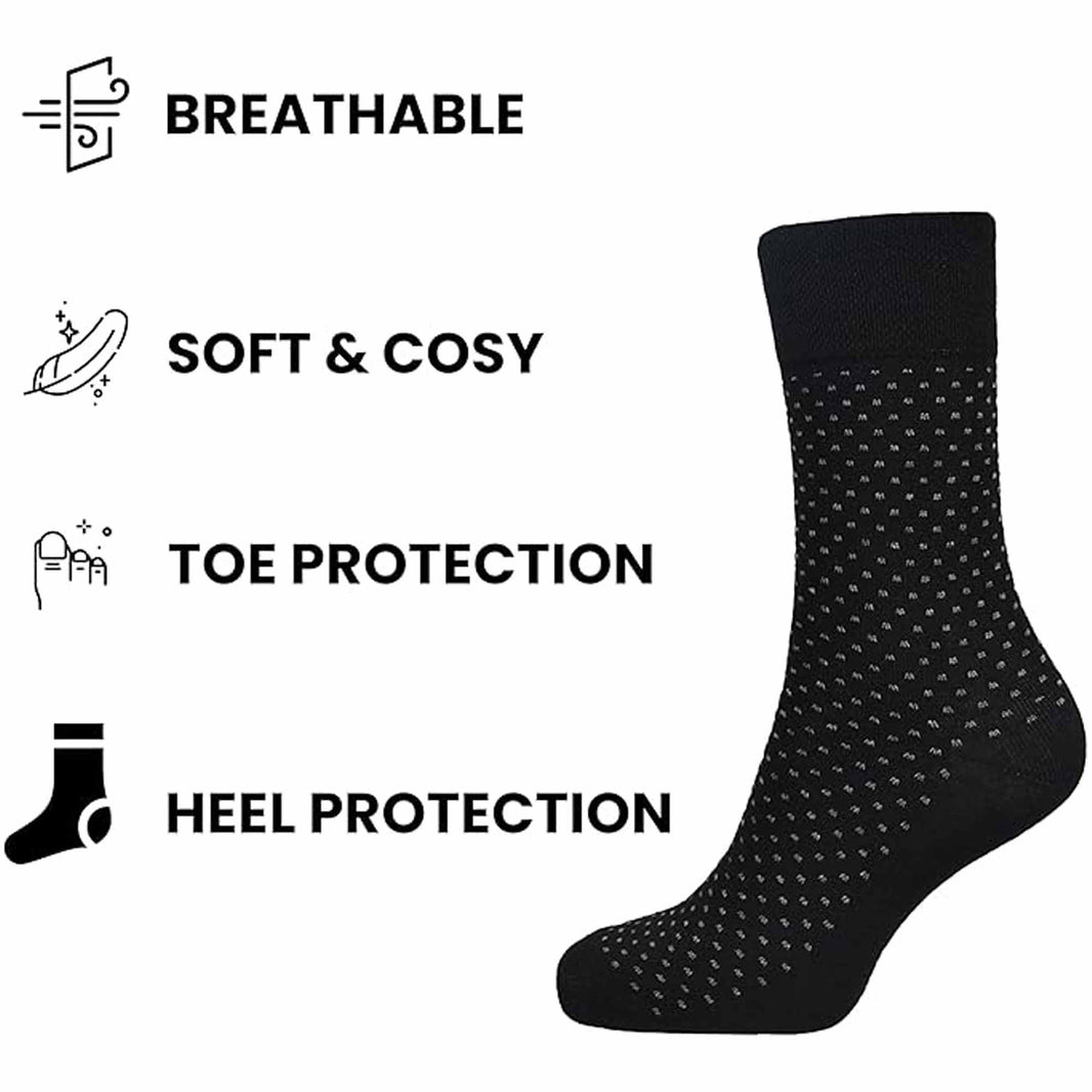 6 Pairs Men's Non-Elastic Diabetic Socks Soft Top Cotton Antibacterial Moisture-Wicking Black Sizes 6-11 by Sock Stack UK 6-11 / BLACK MULTI Socks
