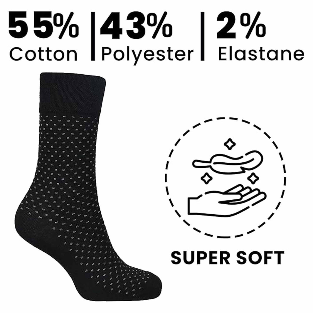 6 Pairs Men's Non-Elastic Diabetic Socks Soft Top Cotton Antibacterial Moisture-Wicking Black Sizes 6-11 by Sock Stack UK 6-11 / BLACK MULTI Socks