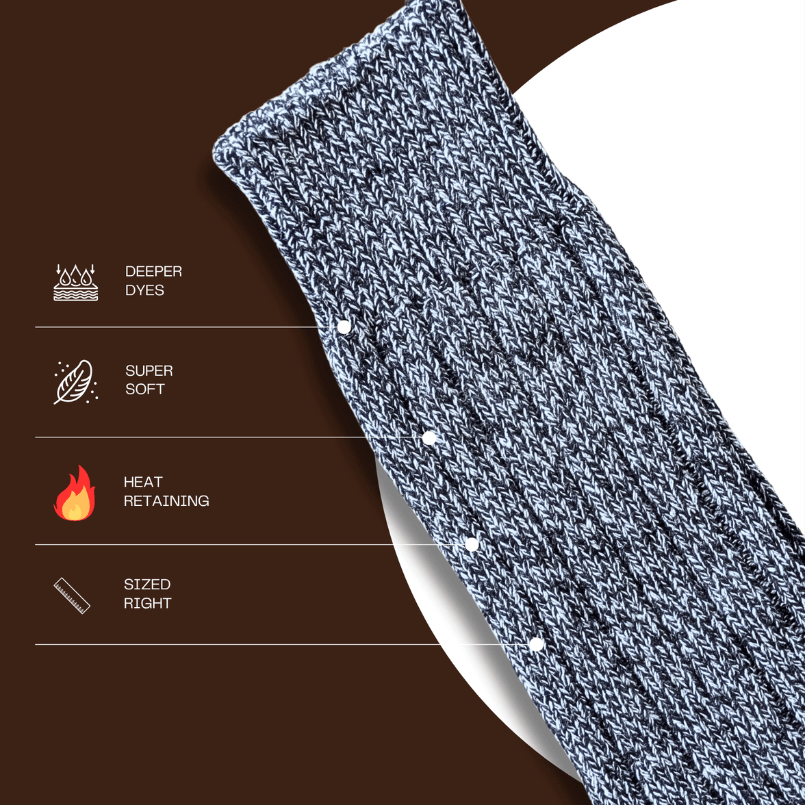 6 Pairs Men's Ultra Chunky Wool Thermal Socks for Outdoor Activities Warm Thick Insulated Winter Work Boots Sock UK Sizes 6-11 EU 39-45 Assorted Colours by Sock Stack Socks