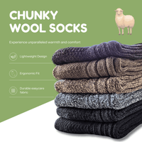 6 Pairs Men's Ultra Chunky Wool Thermal Socks for Outdoor Activities Warm Thick Insulated Winter Work Boots Sock UK Sizes 6-11 EU 39-45 Assorted Colours by Sock Stack Socks