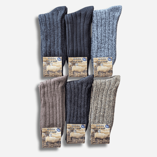 6 Pairs Men's Ultra Chunky Wool Thermal Socks for Outdoor Activities Warm Thick Insulated Winter Work Boots Sock UK Sizes 6-11 EU 39-45 Assorted Colours by Sock Stack Socks
