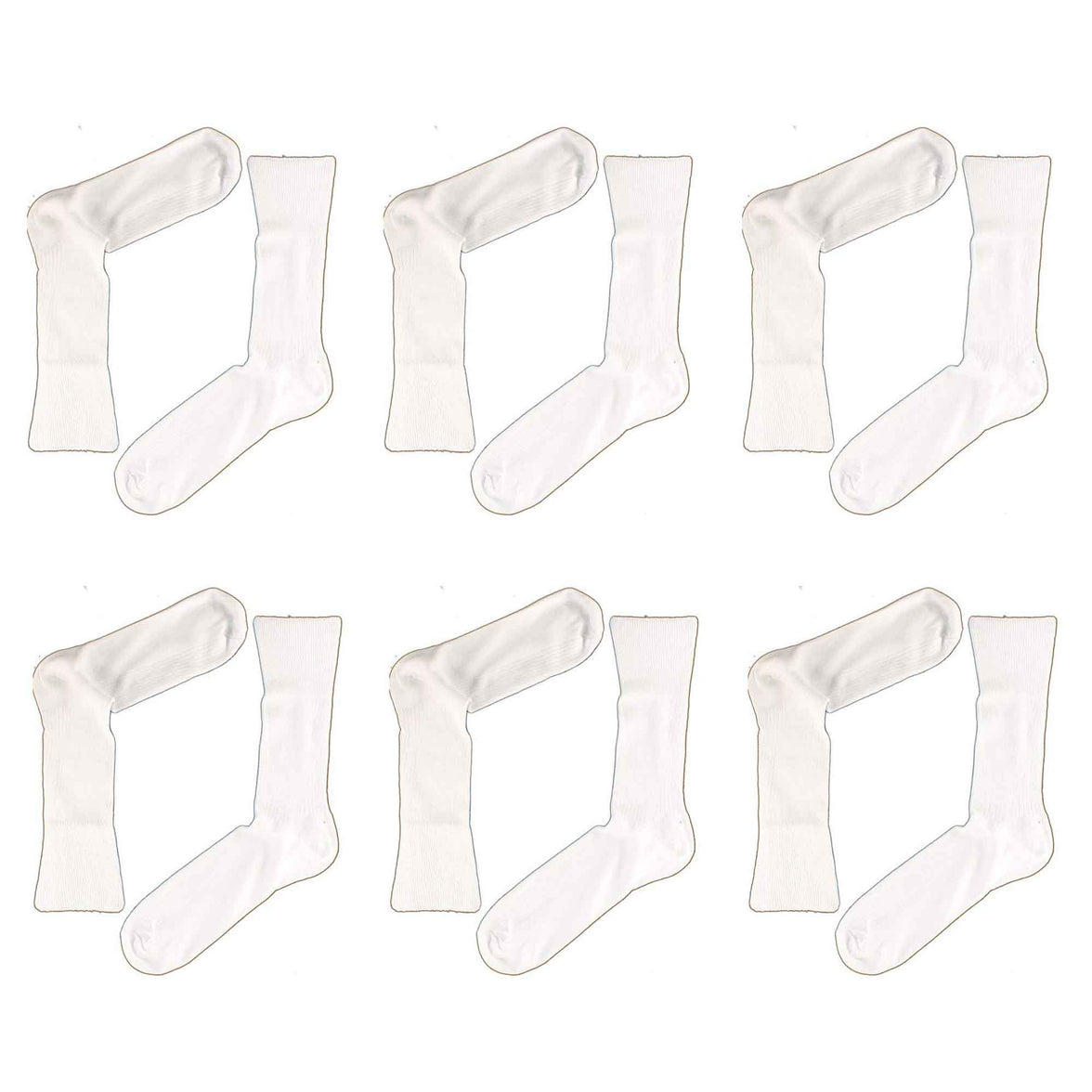 6 Pairs Mens 100 Percent Cotton Loose Top Diabetic Friendly Non Elastic Socks Moisture Wicking Breathable Antibacterial Comfortable Daily Wear Assorted Colours by Sock Stack WHITE / 6-11 Socks