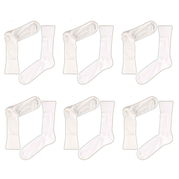 6 Pairs Mens 100 Percent Cotton Loose Top Diabetic Friendly Non Elastic Socks Moisture Wicking Breathable Antibacterial Comfortable Daily Wear Assorted Colours by Sock Stack WHITE / 6-11 Socks