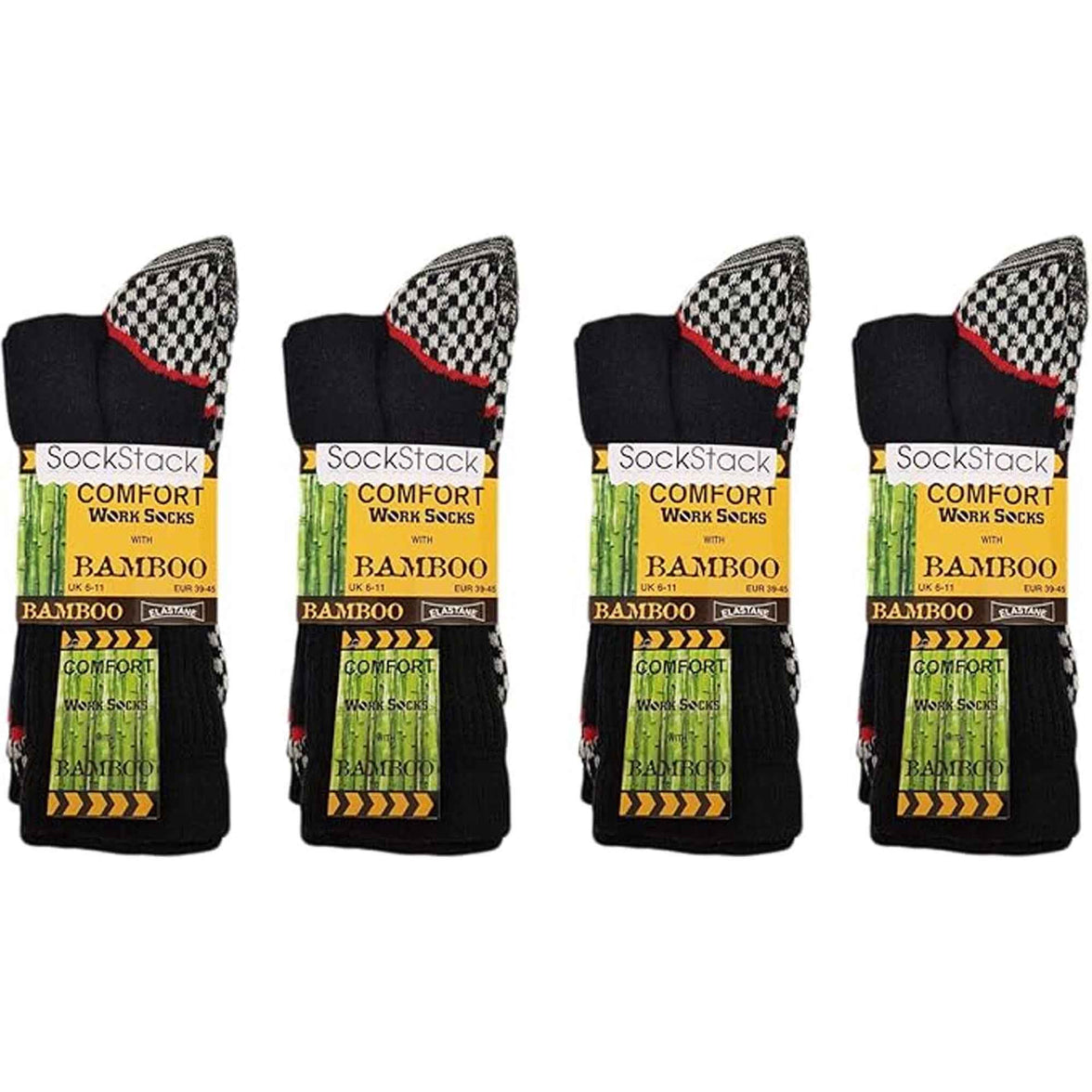 6 Pairs Mens Bamboo Moisture-Wicking Work Socks Cushioned Reinforced Heel Toe Durable Odour Control Ideal for Construction Hiking Long Hours by Sock Stack 6-11 Socks