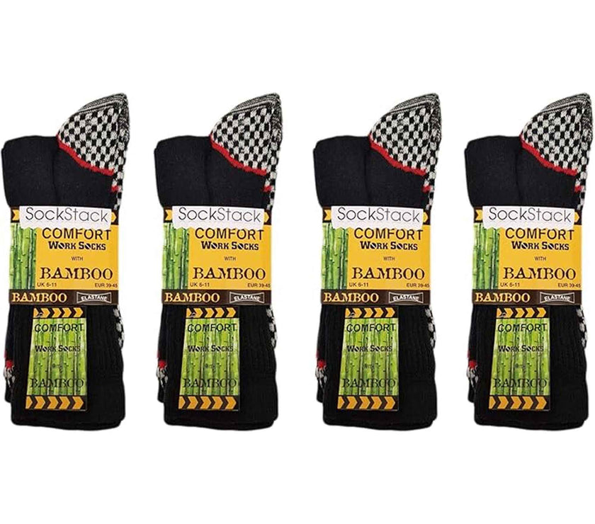 Sock Stack Men's Bamboo Work Socks 6 Pairs Moisture-Wicking Cushioned ...