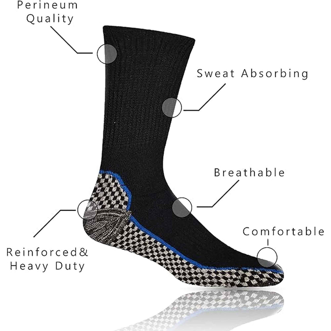 6 Pairs Mens Bamboo Moisture-Wicking Work Socks Cushioned Reinforced Heel Toe Durable Odour Control Ideal for Construction Hiking Long Hours by Sock Stack 6-11 Socks
